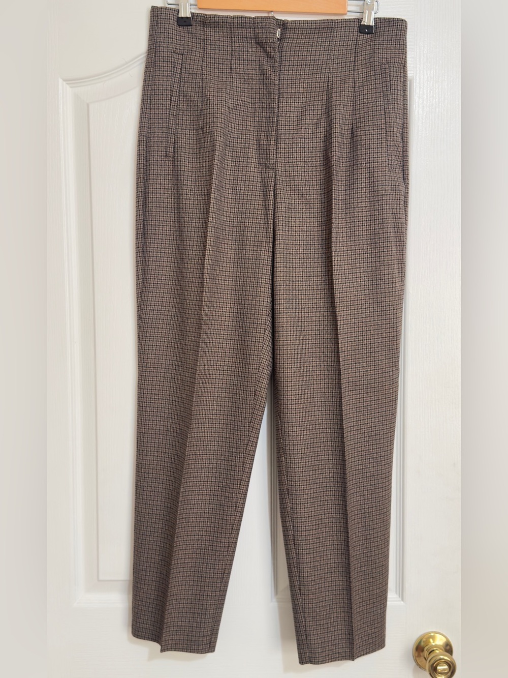 Zara Brown Glen Plaid Dress Pants